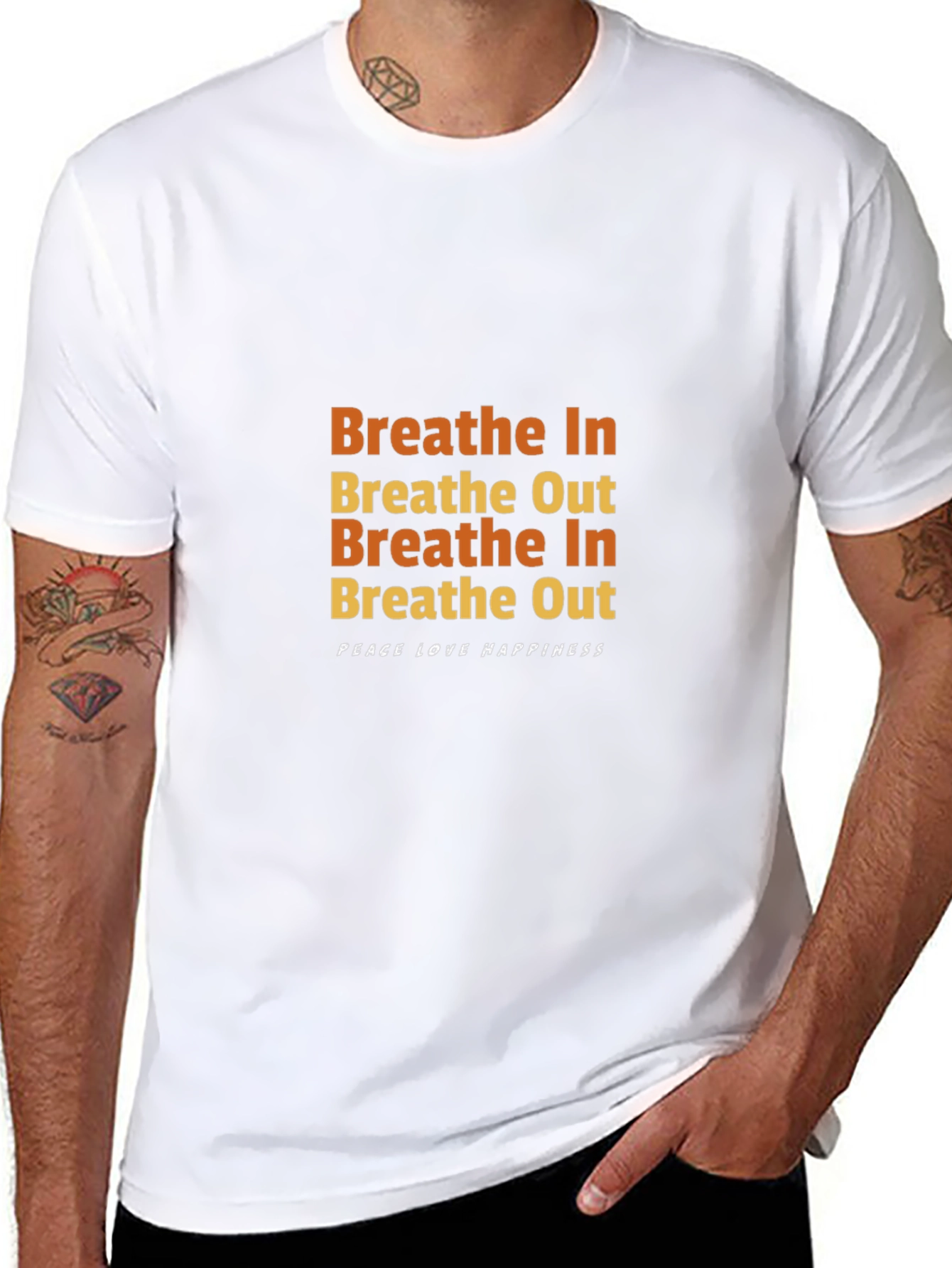 Breathe In/Out Graphic Tee - Peace Love Happiness