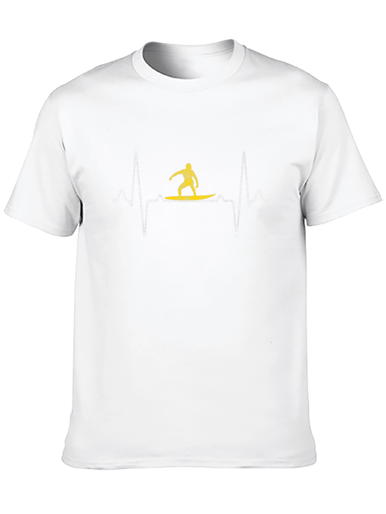 Surfer Heartbeat Graphic Tee - Black Cotton T-Shirt