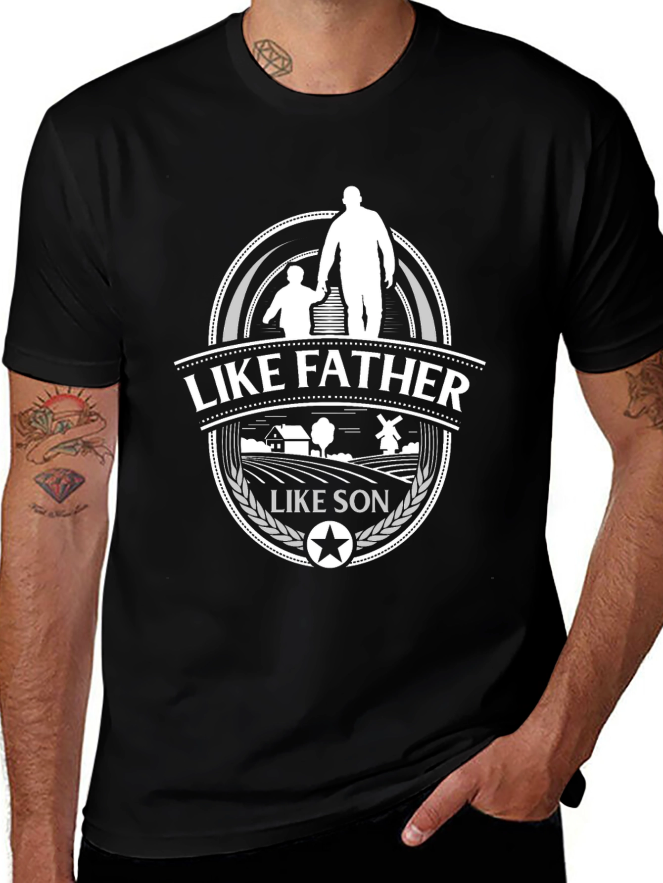 Like Father Like Son Graphic T-Shirt - Black