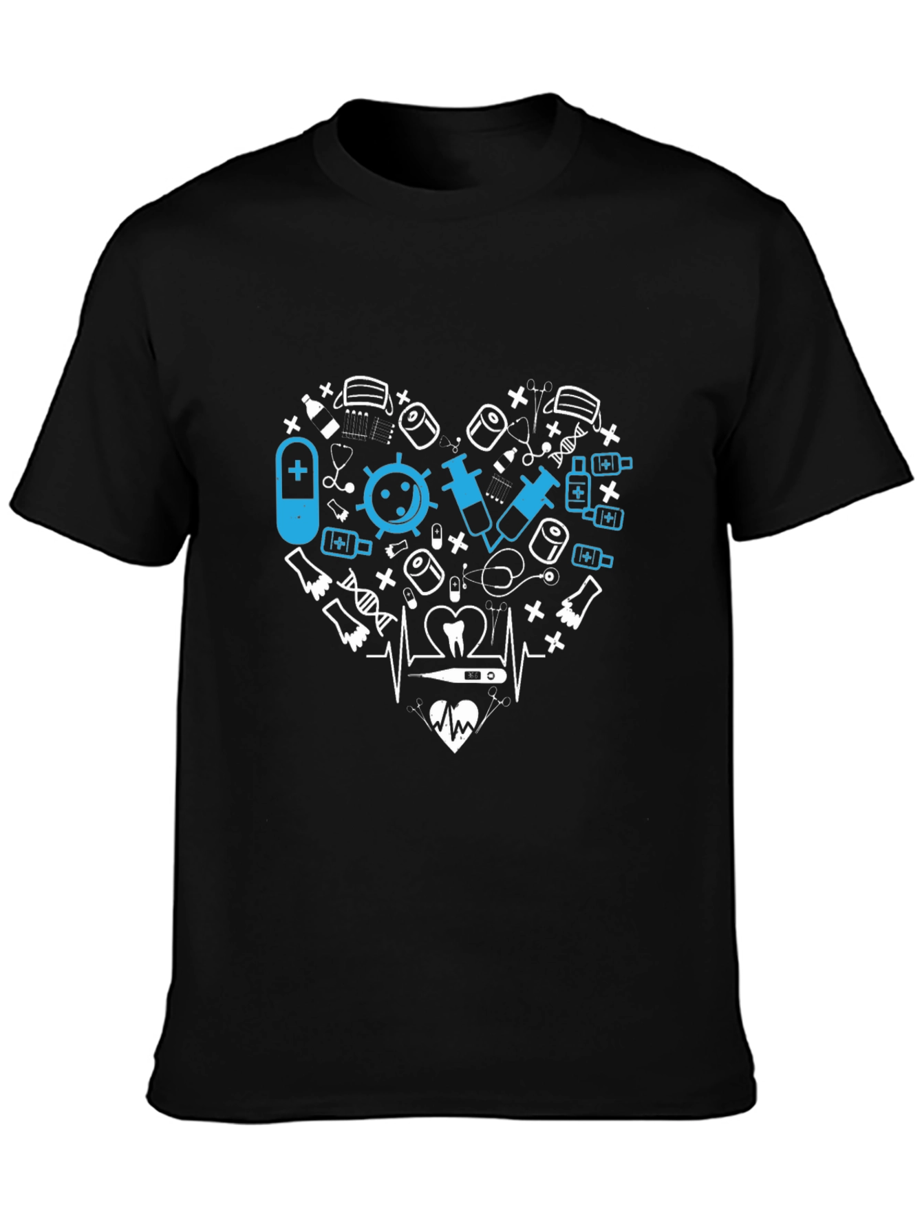 Medical Heartbeat Graphic T-Shirt - Black
