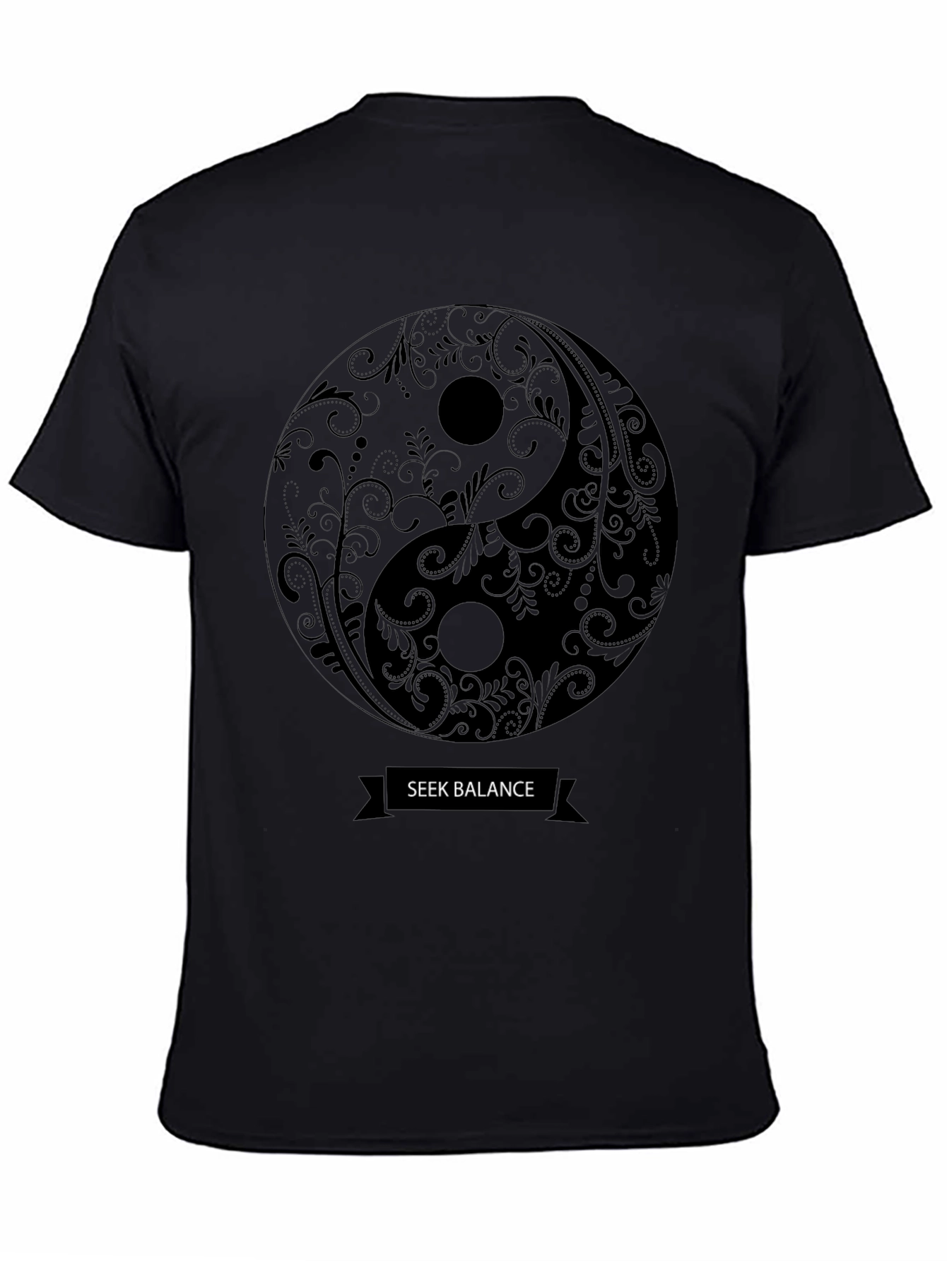 Yin Yang Seek Balance T-Shirt - Unisex Black Tee