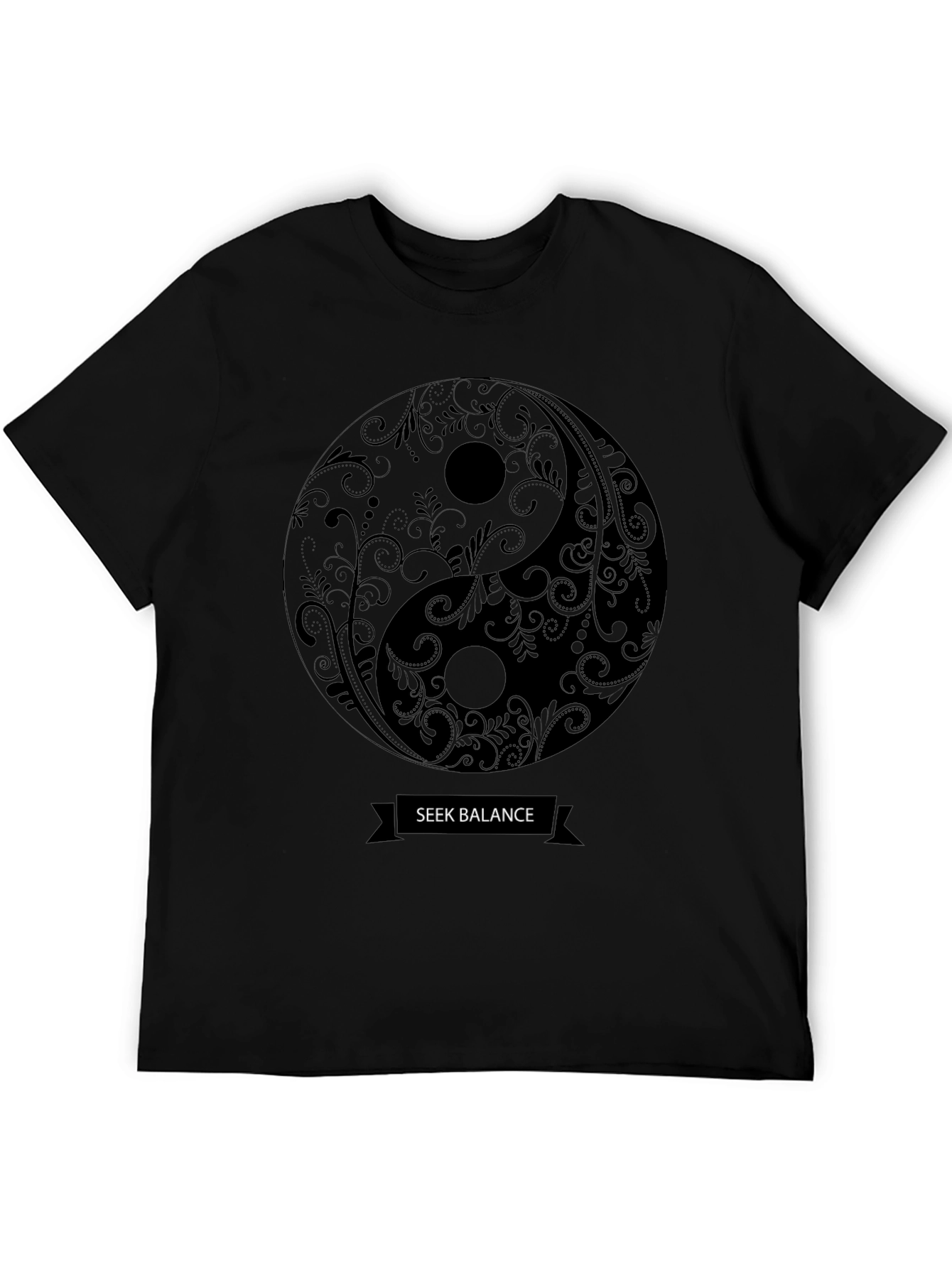 Yin Yang Seek Balance T-Shirt - Unisex Black Tee