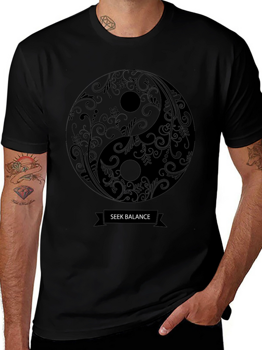 Yin Yang Seek Balance T-Shirt - Unisex Black Tee