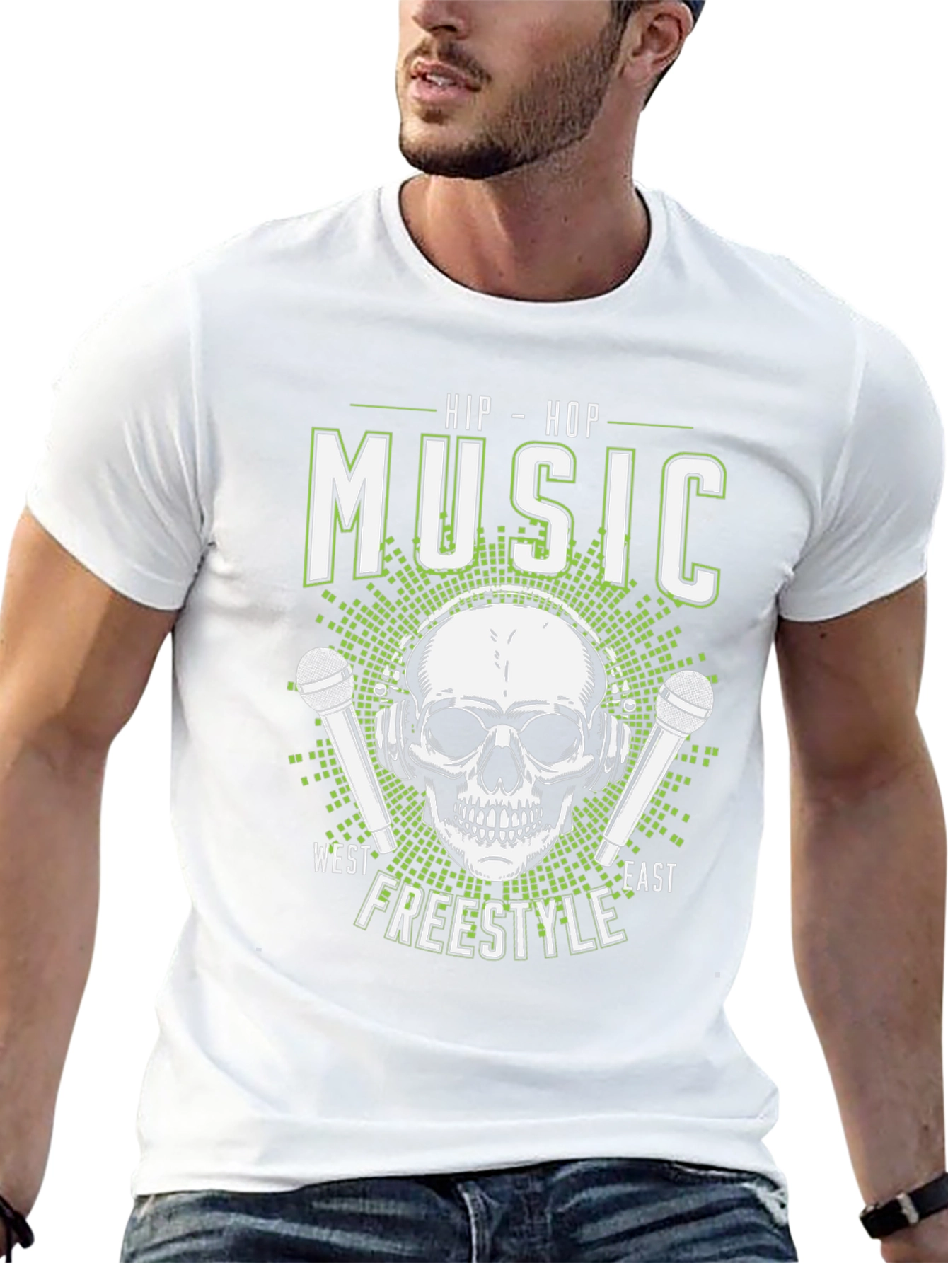 Hip Hop Music Skull T-Shirt - Freestyle West East