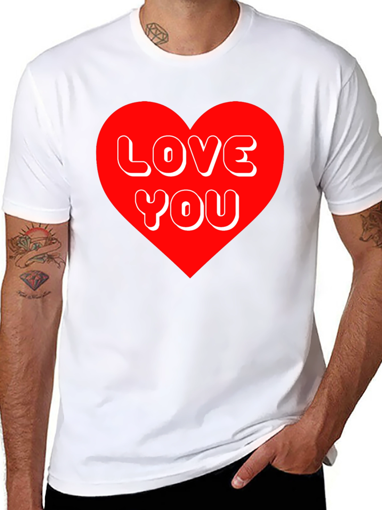 Love You Heart Graphic Tee - Black
