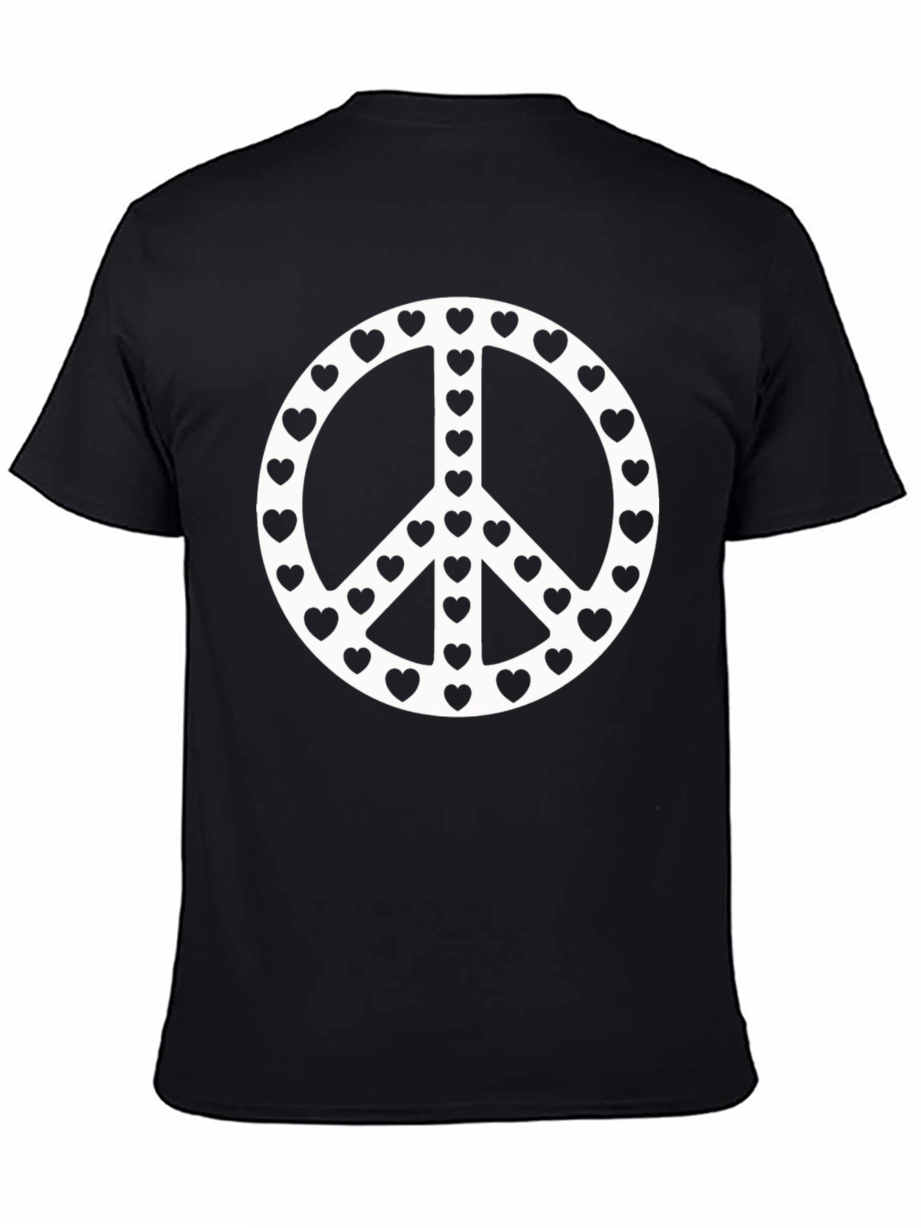 Peace Sign Heart T-Shirt - Black Cotton Tee
