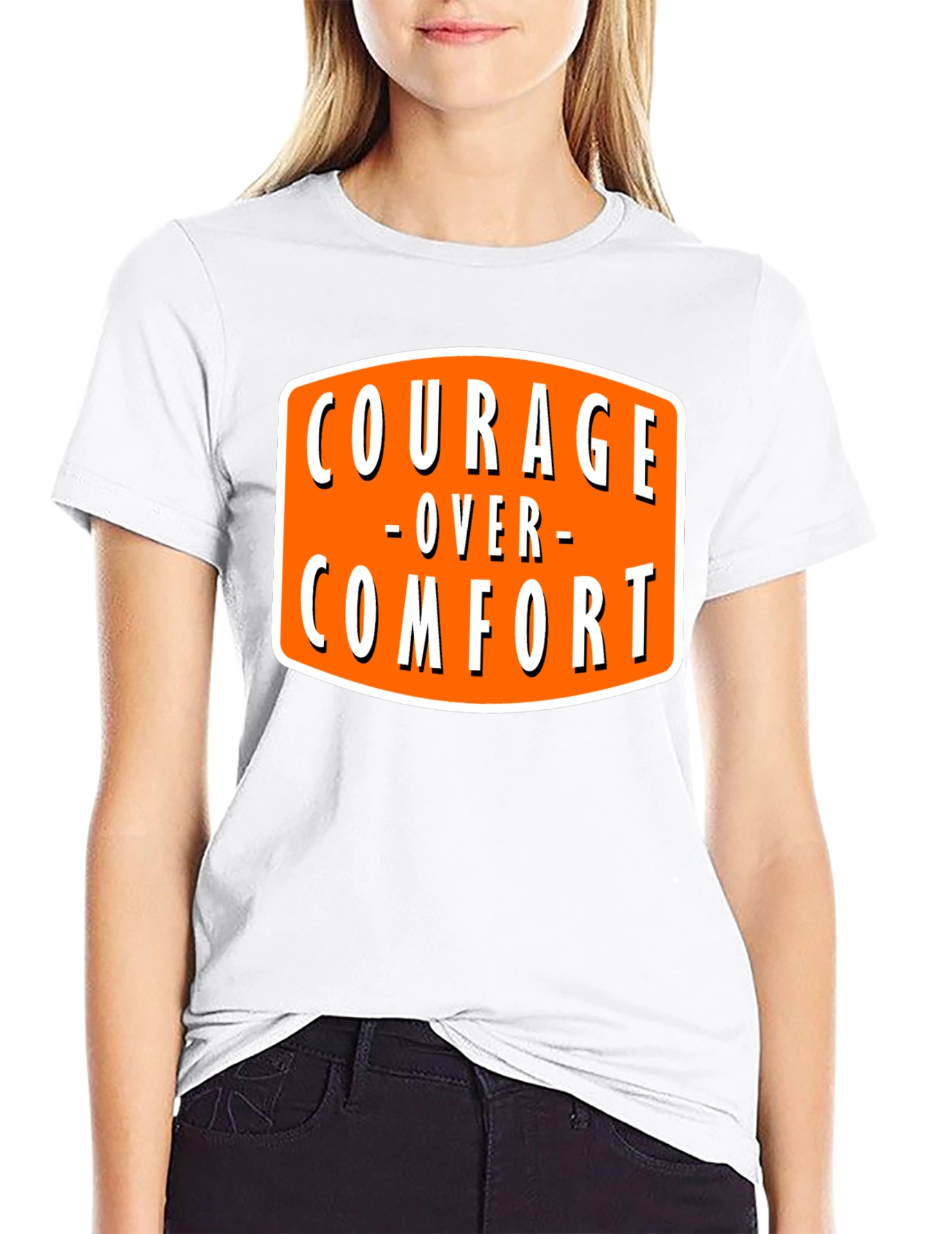 Courage Over Comfort Black Graphic T-Shirt