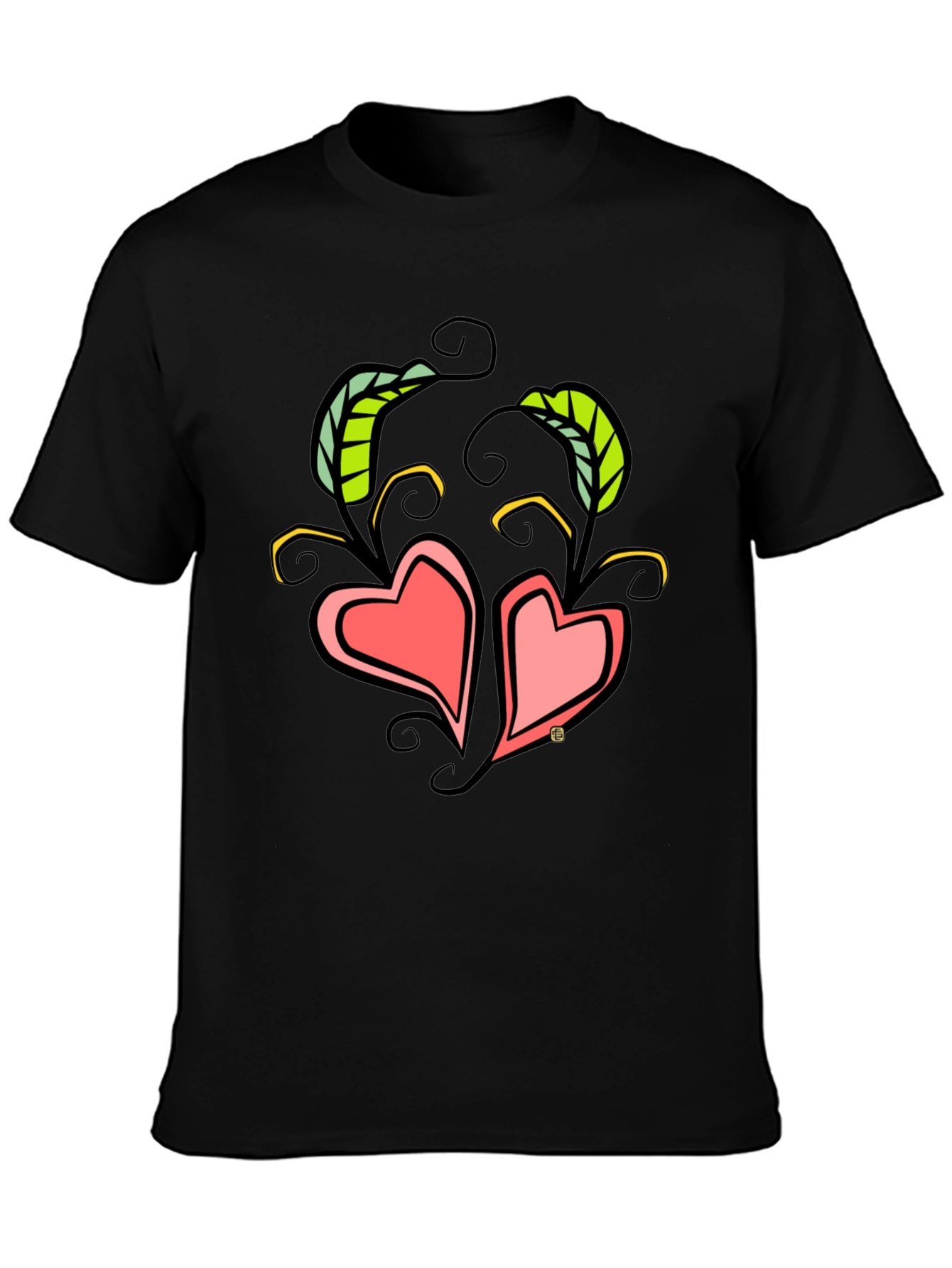 Heart Vines Graphic T-Shirt - Black