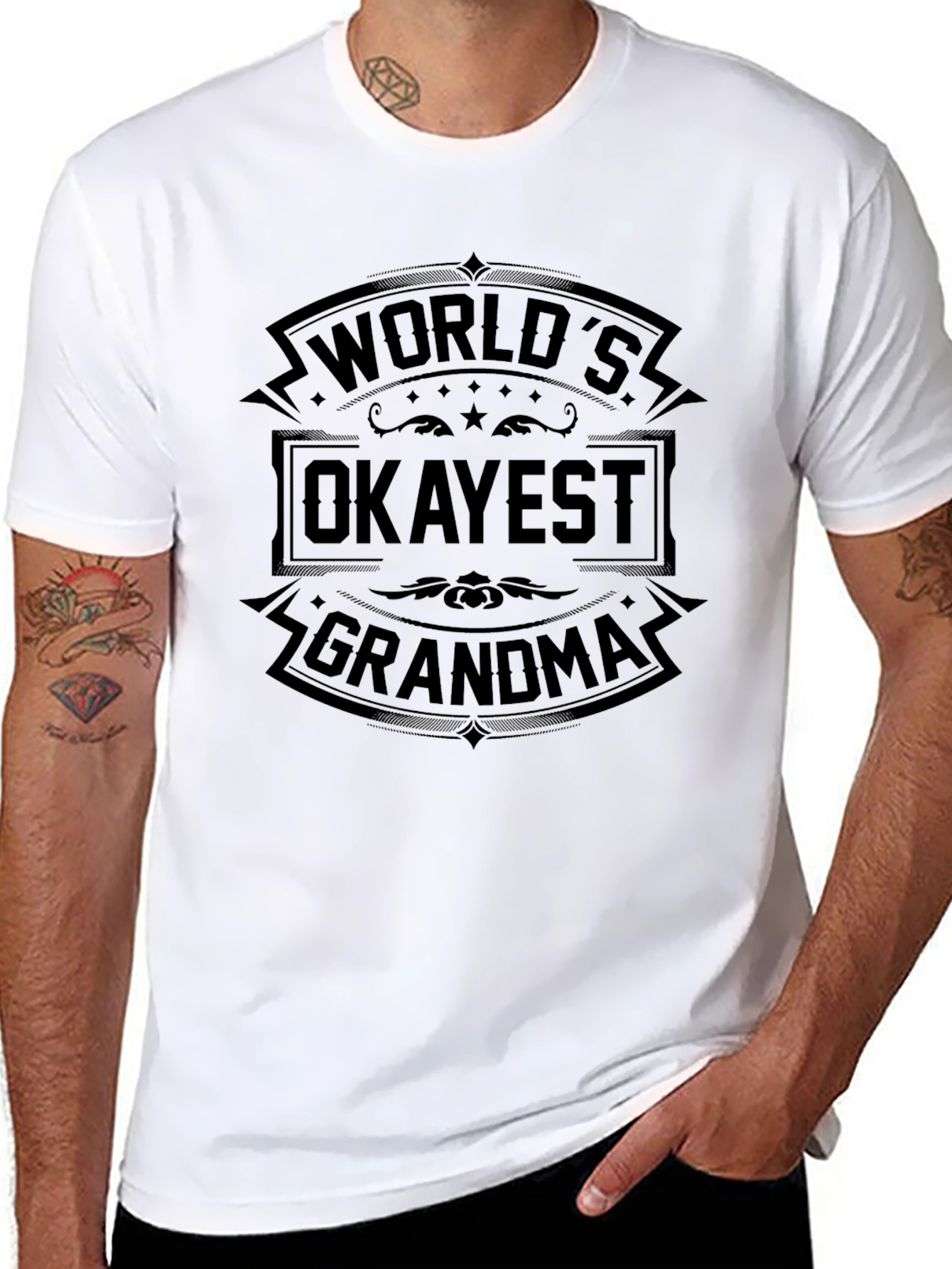 Worlds Okayest Grandma T-Shirt - Novelty Graphic Tee