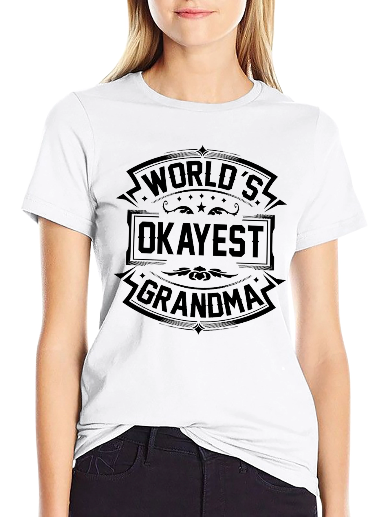 Worlds Okayest Grandma T-Shirt - Novelty Graphic Tee