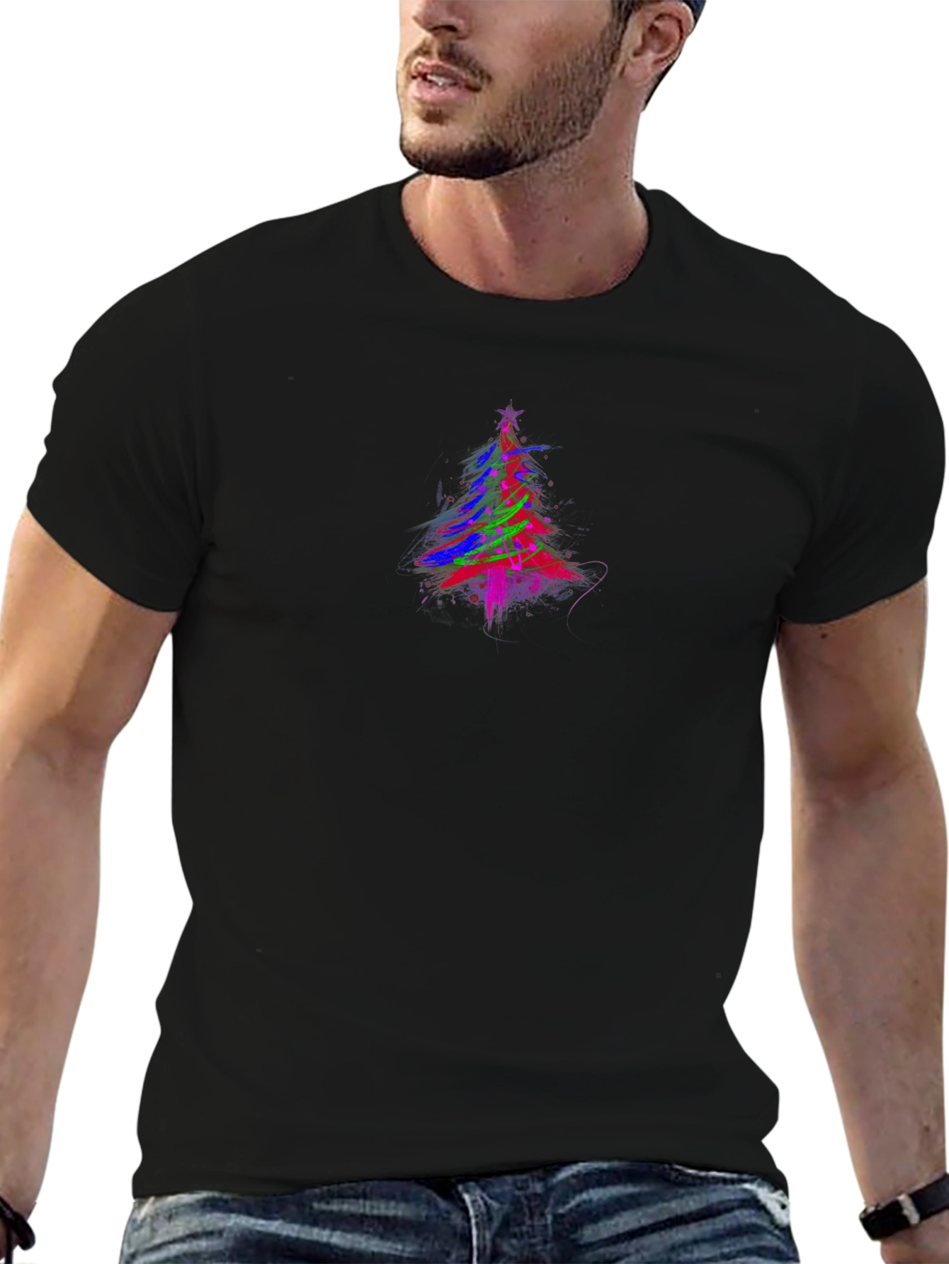 Abstract Christmas Tree Graphic T-Shirt