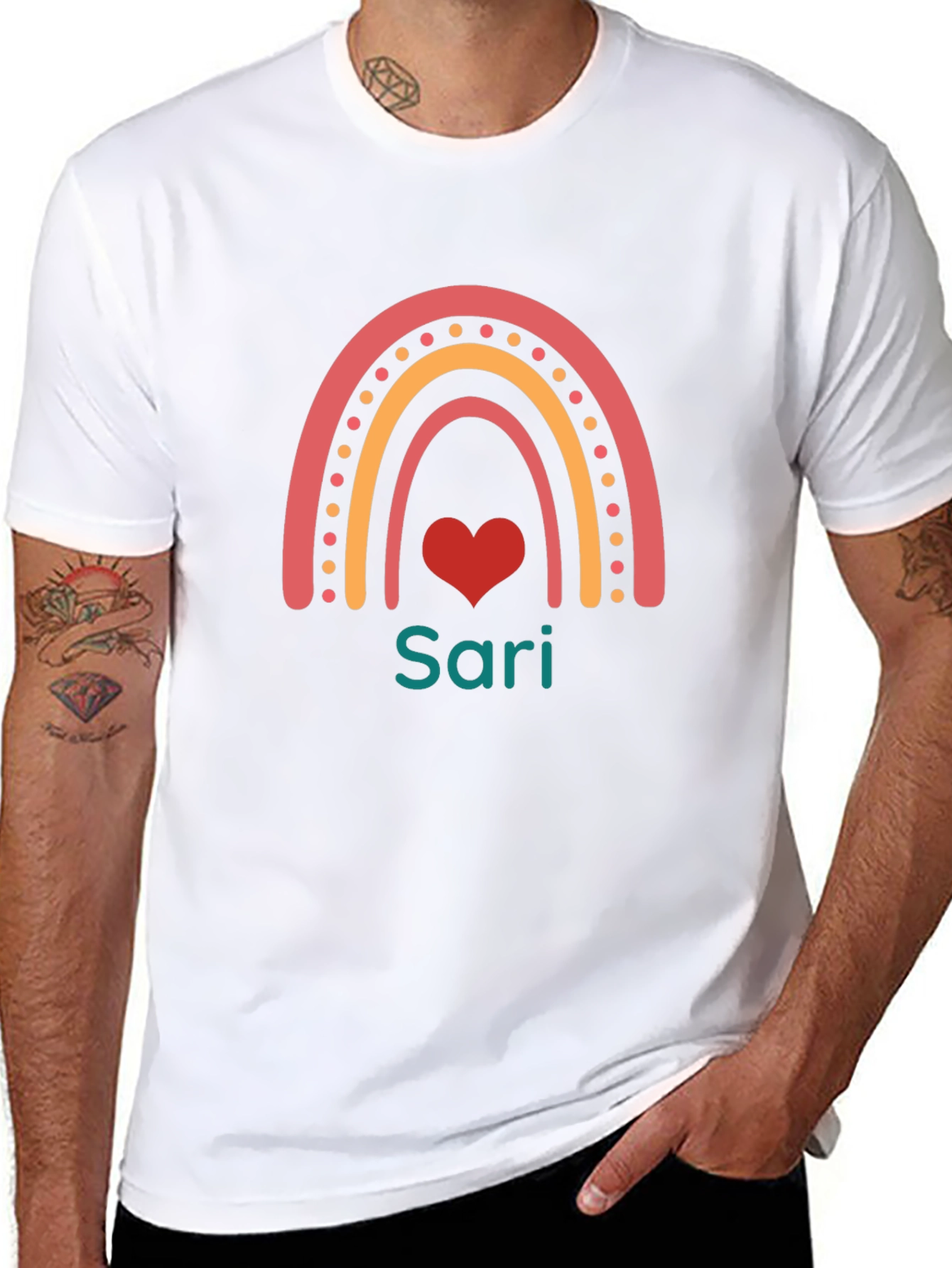 Sari Rainbow Heart Tee - Custom Name Shirt