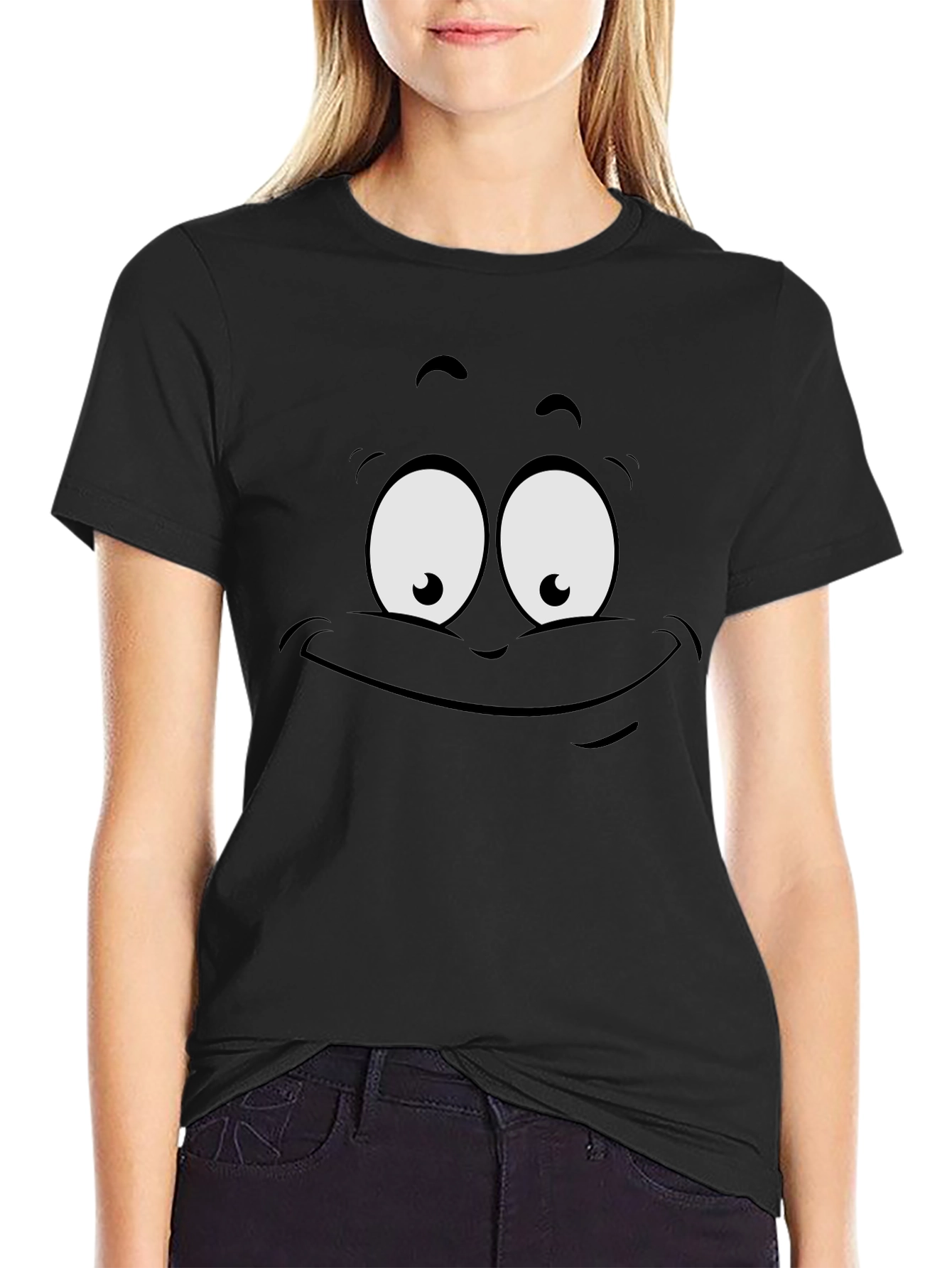 Funny Face Graphic Black T-Shirt