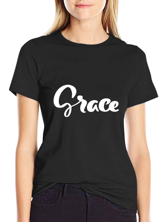Grace Tee - Stylish Black T-Shirt with Elegant Script