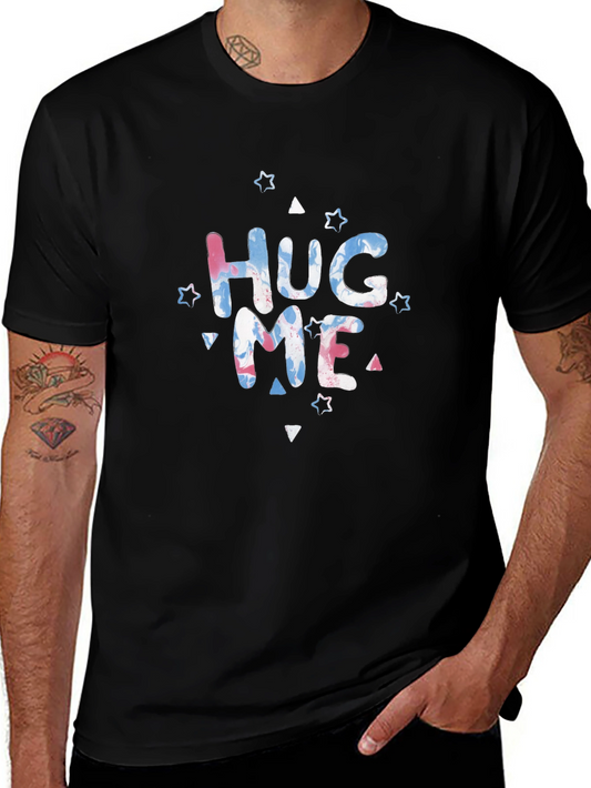 Hug Me Graphic Print Black T-Shirt