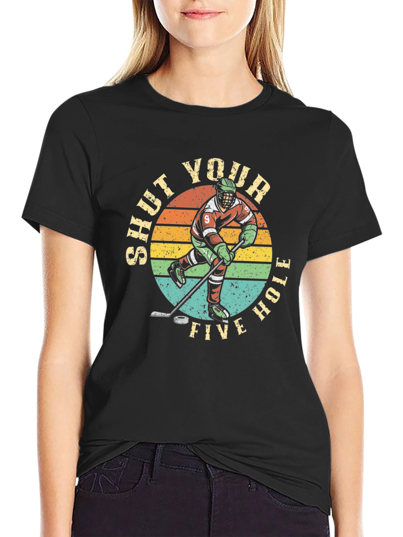 Shut Your Five Hole Hockey Graphic T-Shirt