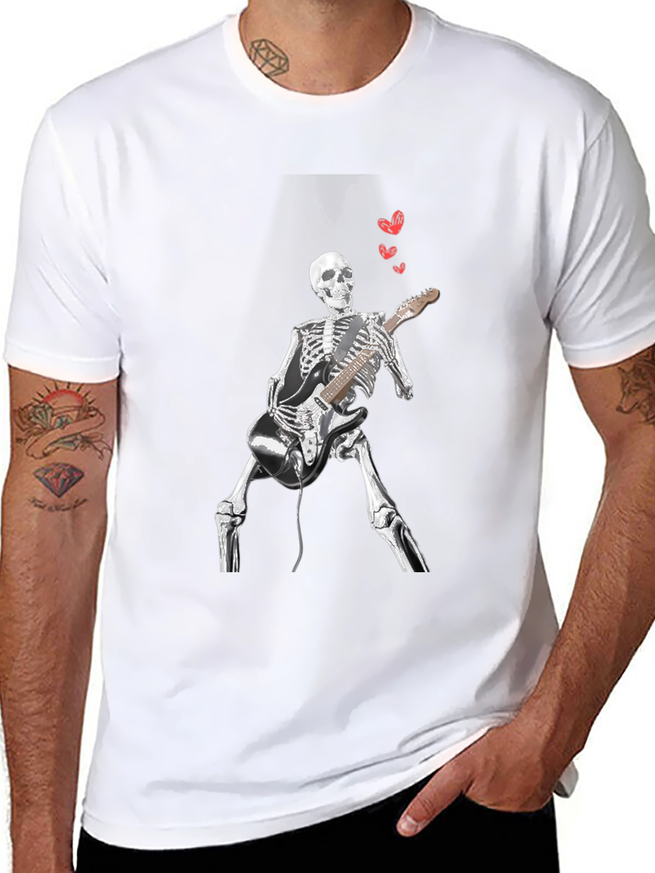 Skeleton Guitarist Graphic Tee - Rock On!