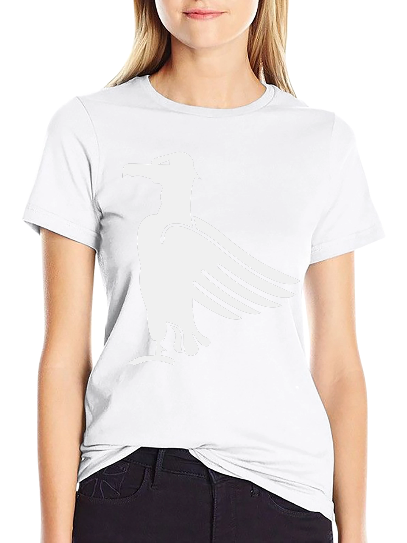 Black T-Shirt with White Eagle Graphic