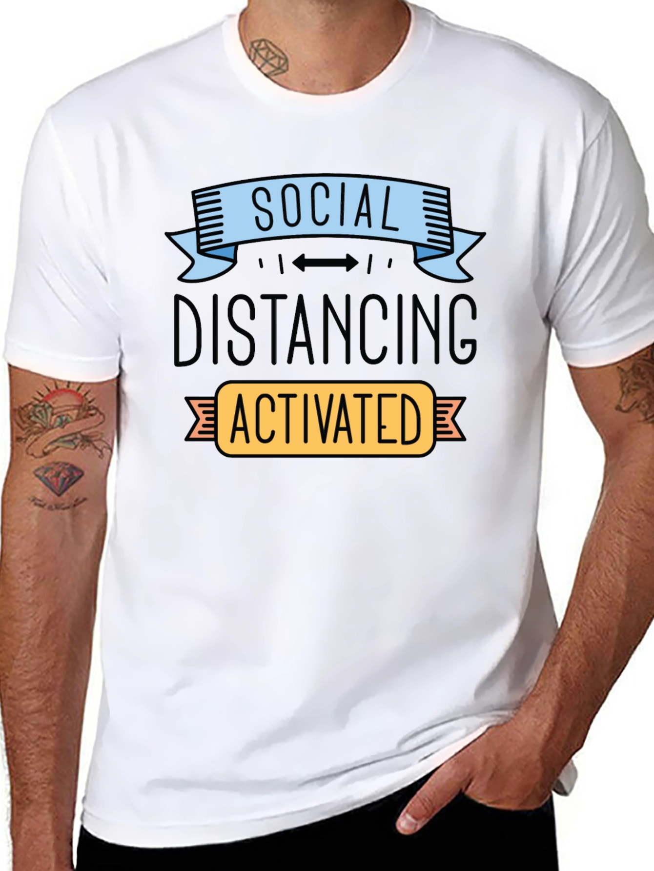 Social Distancing Activated T-Shirt Funny Novelty Tee