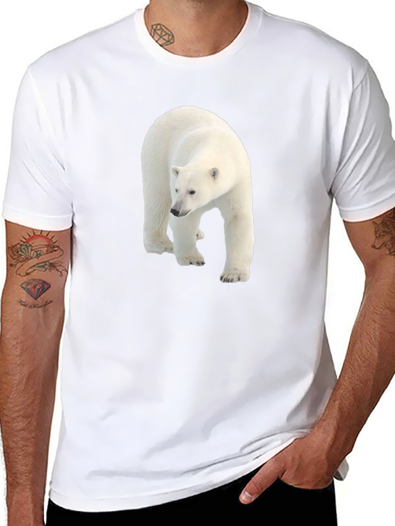 Polar Bear Graphic Black Tee - Eco Friendly