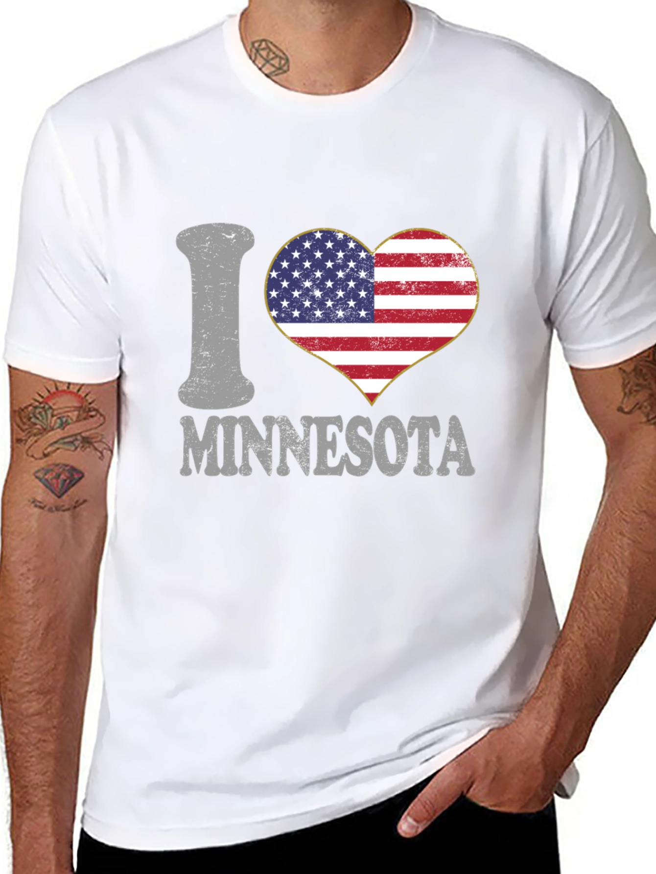 I Heart Minnesota USA Flag Tee