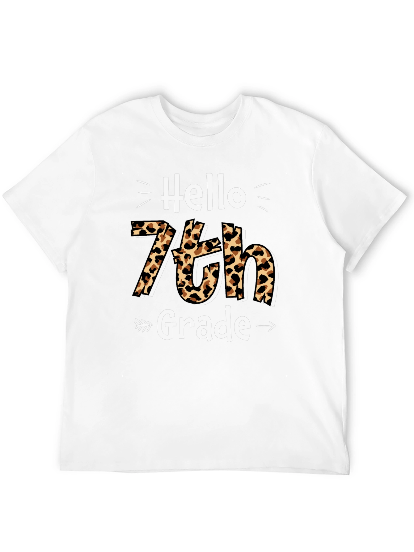 Hello 7th Grade Leopard Print T-Shirt