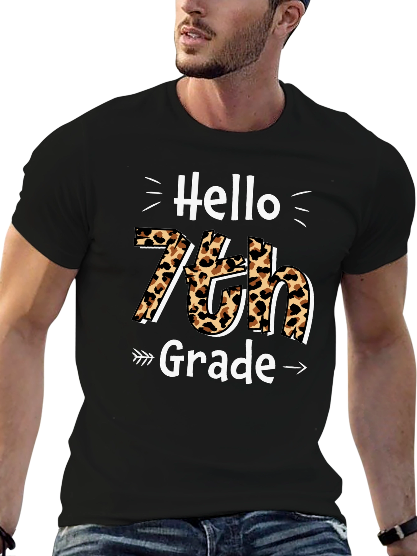 Hello 7th Grade Leopard Print T-Shirt