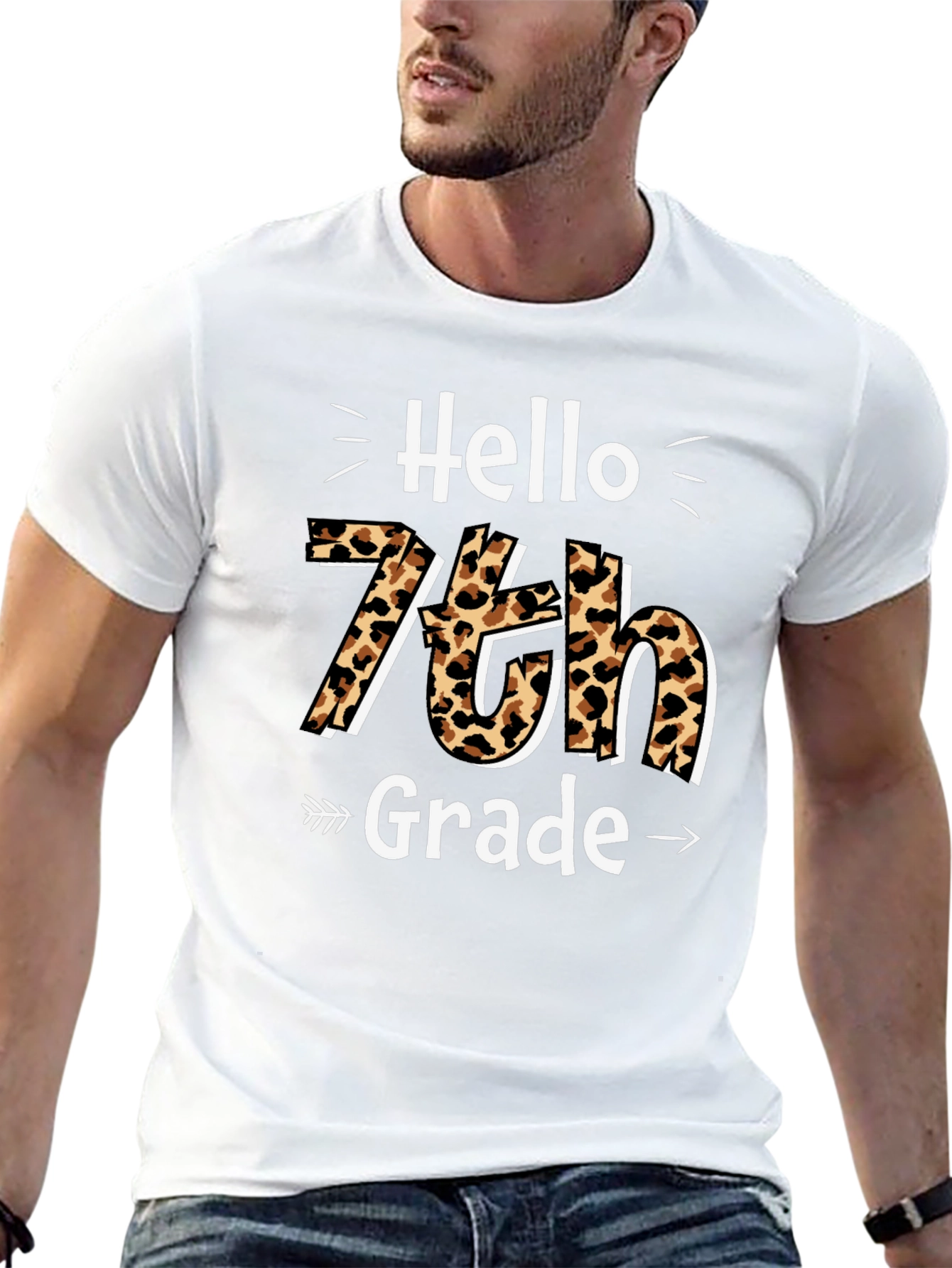Hello 7th Grade Leopard Print T-Shirt