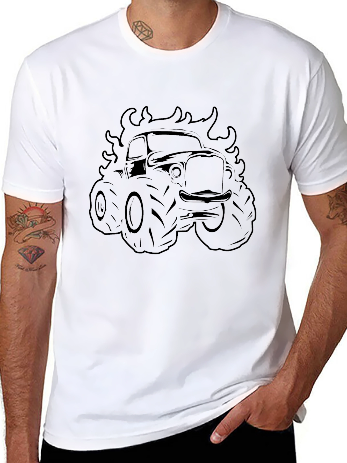 Monster Truck Flames Graphic Tee - Black