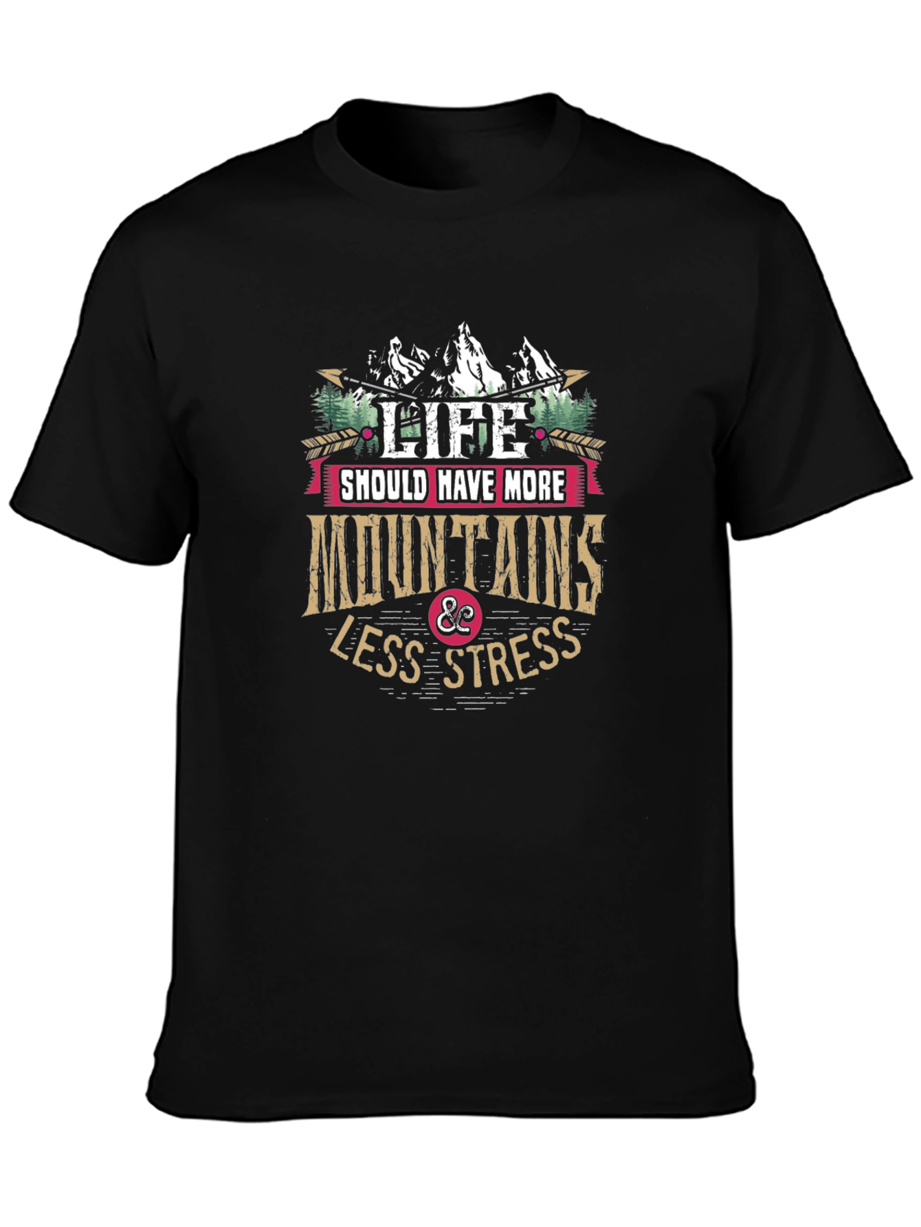 Mountains & Less Stress Graphic T-Shirt