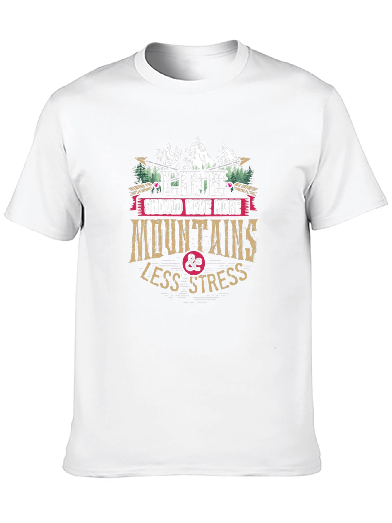 Mountains & Less Stress Graphic T-Shirt