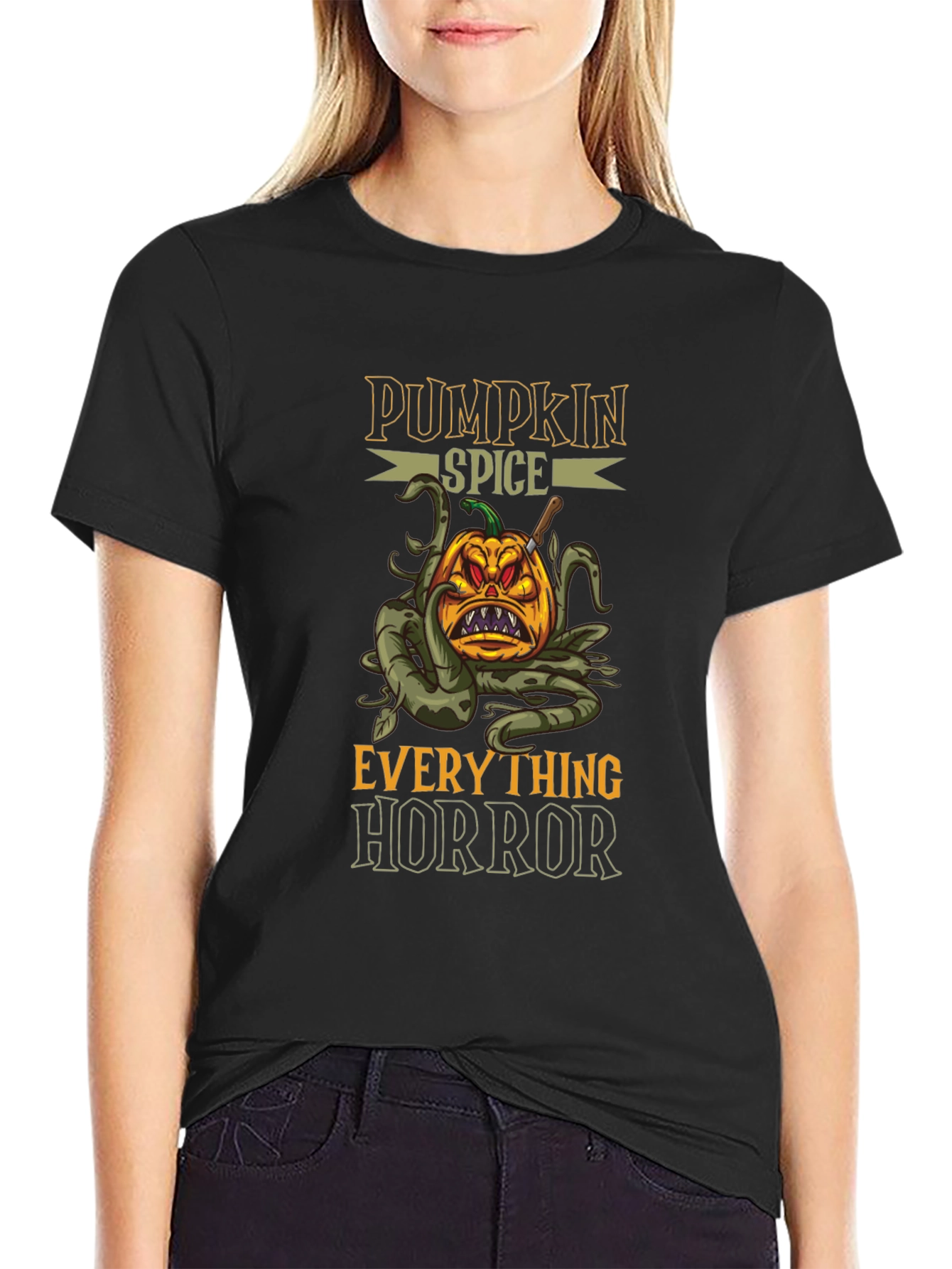 Pumpkin Spice Horror Graphic T-Shirt