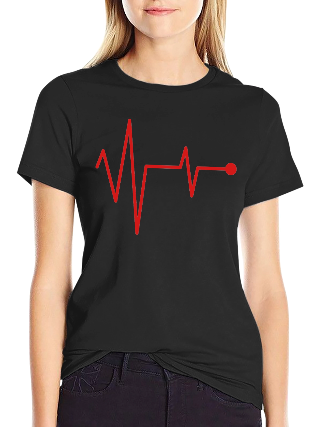 Heartbeat Pulse Black Graphic Tee