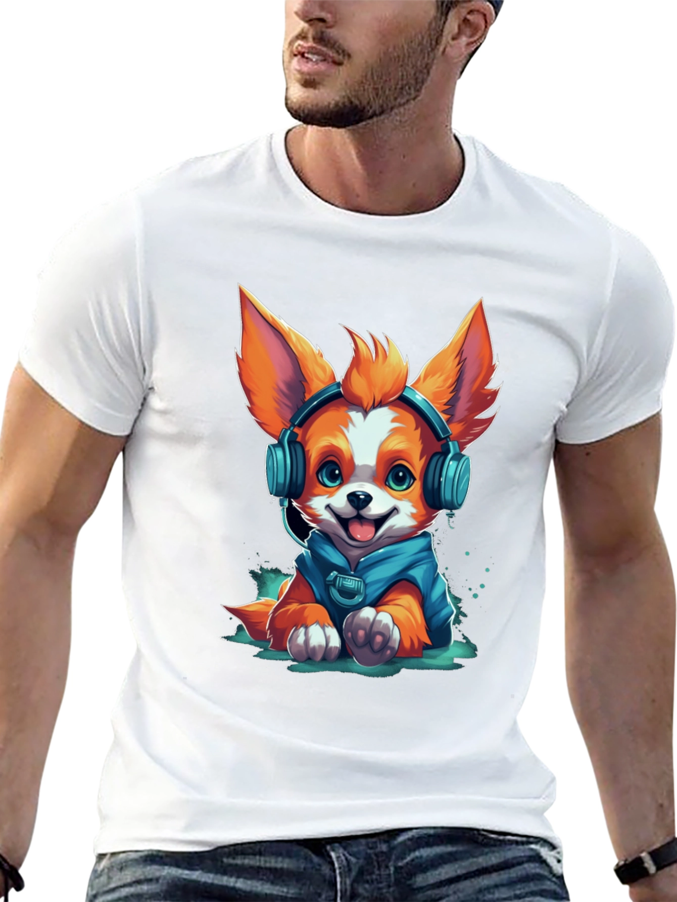 Dog in Headphones Graphic Tee