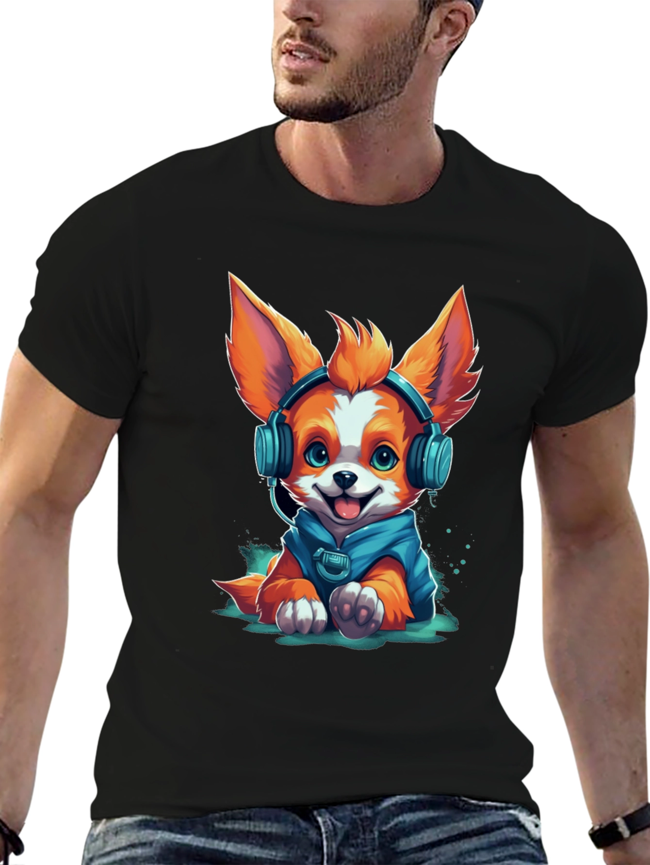 Dog in Headphones Graphic Tee