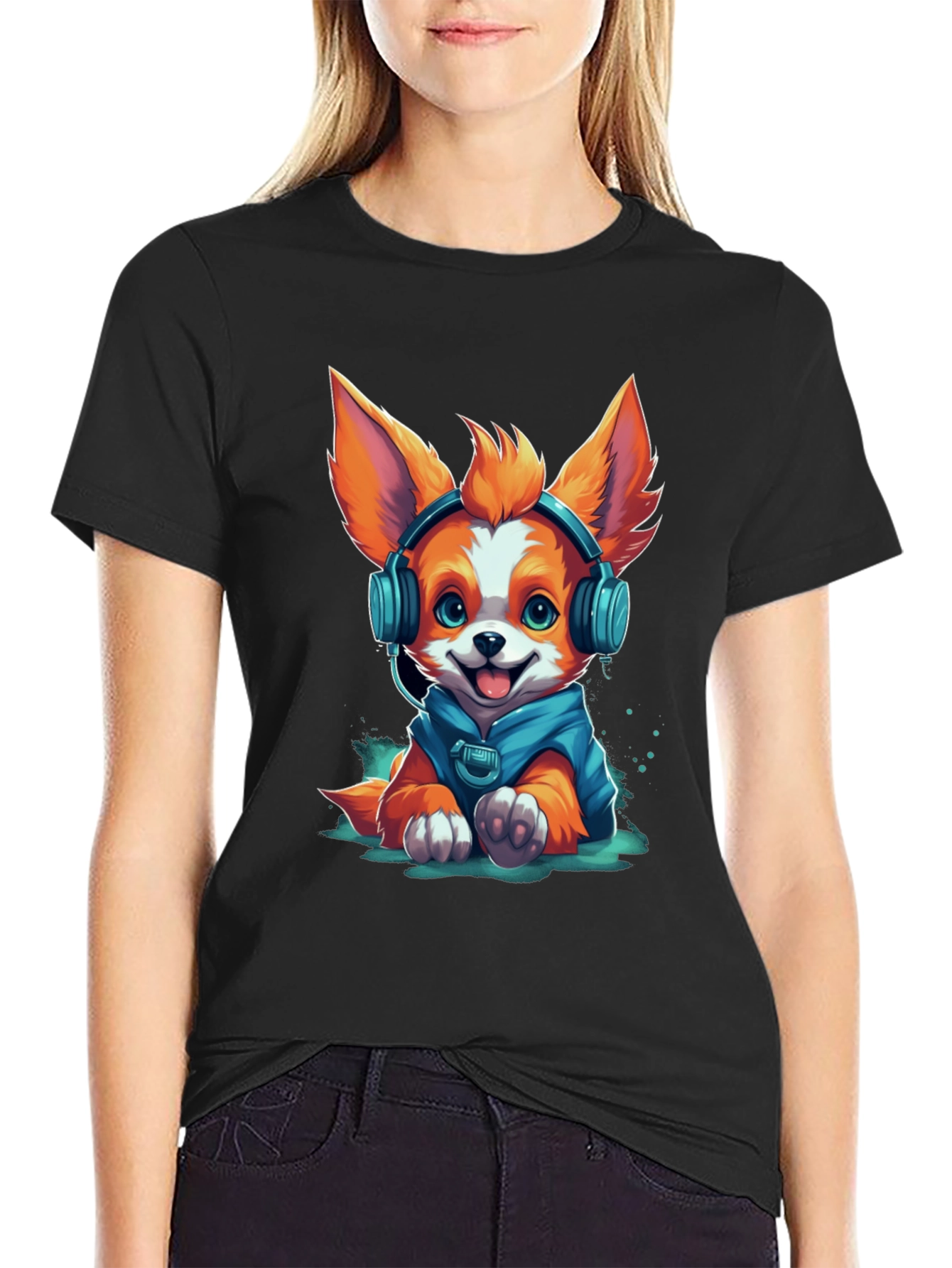Dog in Headphones Graphic Tee