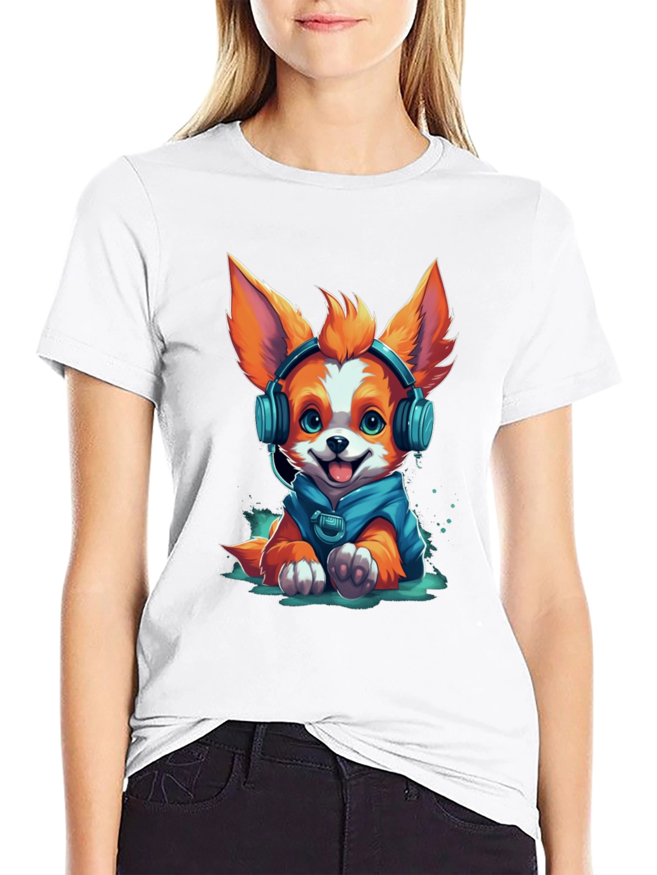 Dog in Headphones Graphic Tee