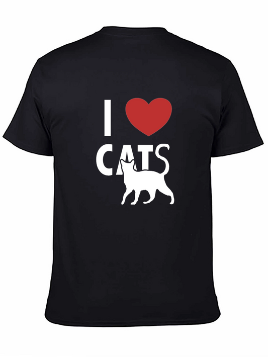 I Heart Cats T-Shirt - Black Stylish Casual Wear