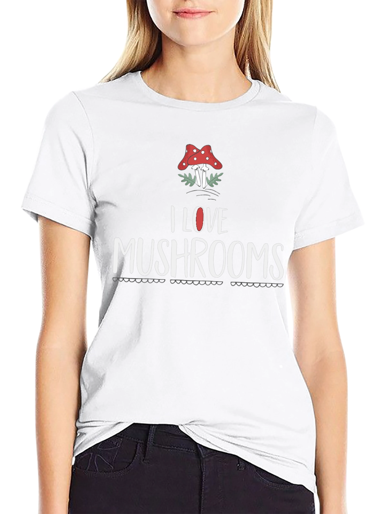 I Love Mushrooms Graphic T-Shirt Black