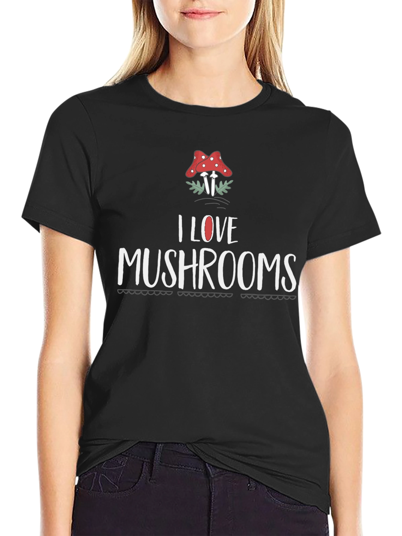 I Love Mushrooms Graphic T-Shirt Black