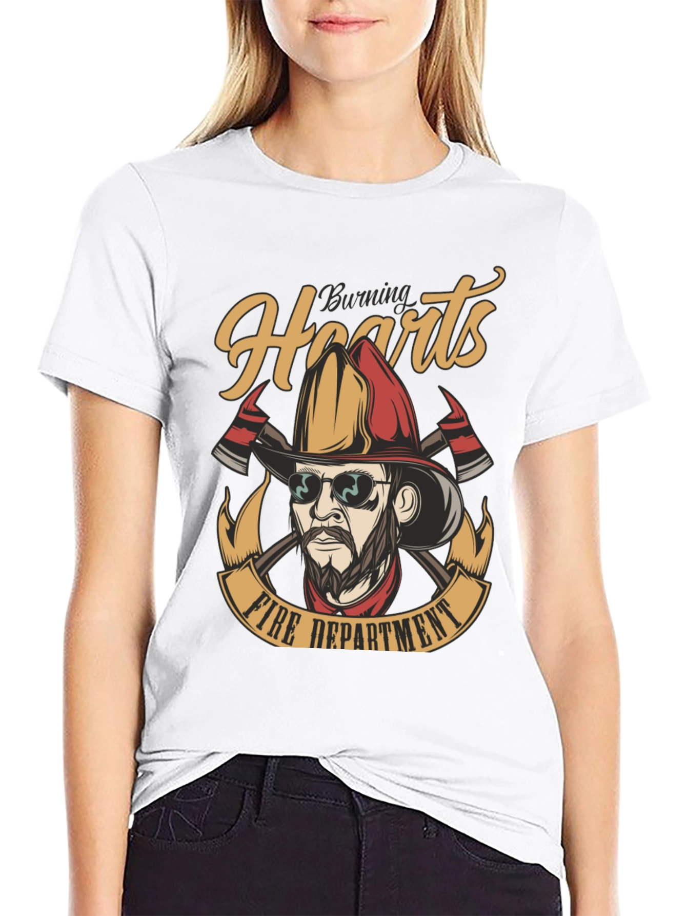Burning Hearts Fire Department Graphic Tee