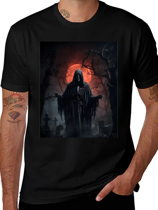 Grim Reaper Graphic Tee - Spooky Halloween Shirt