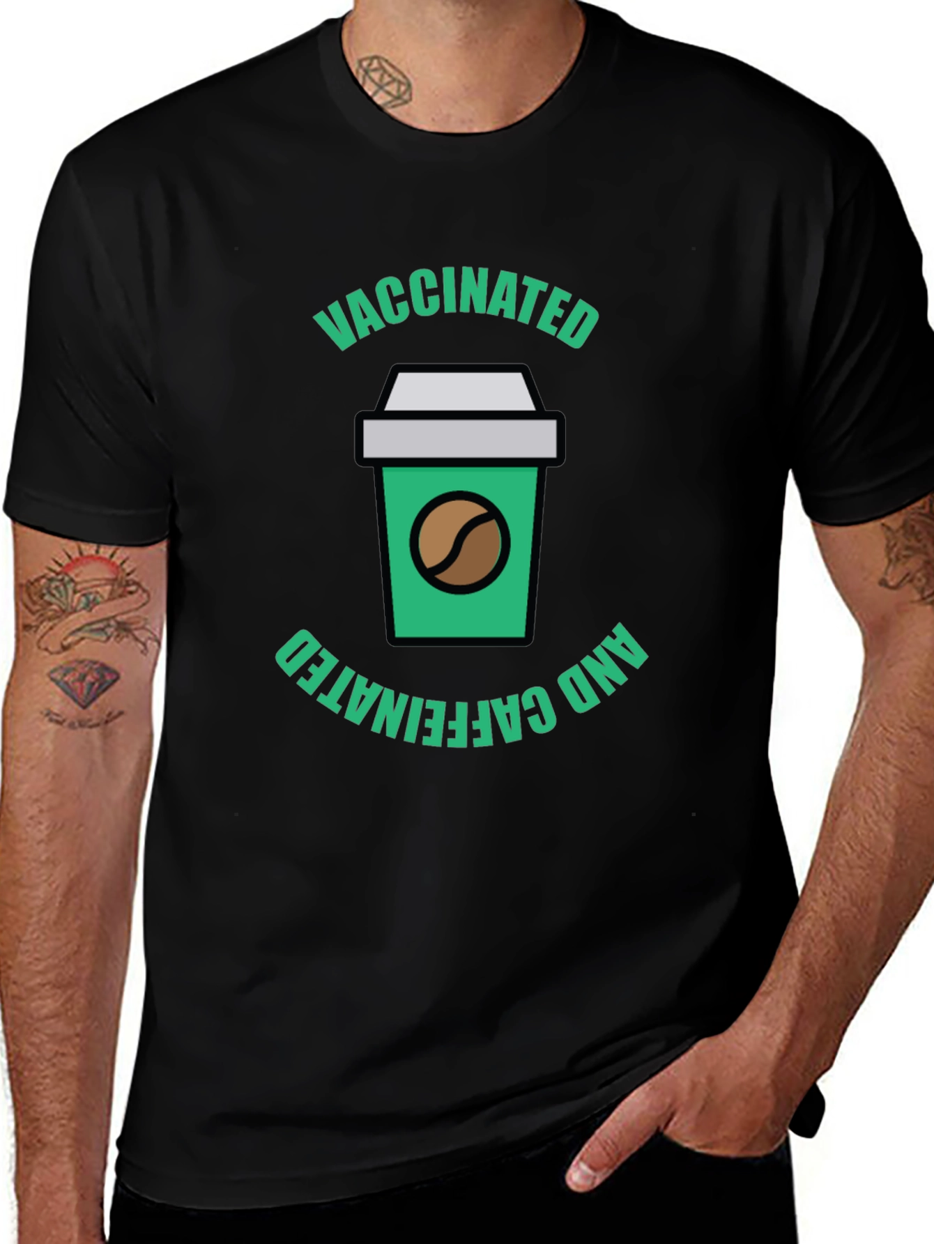 Vaccinated and Caffeinated Graphic Tee