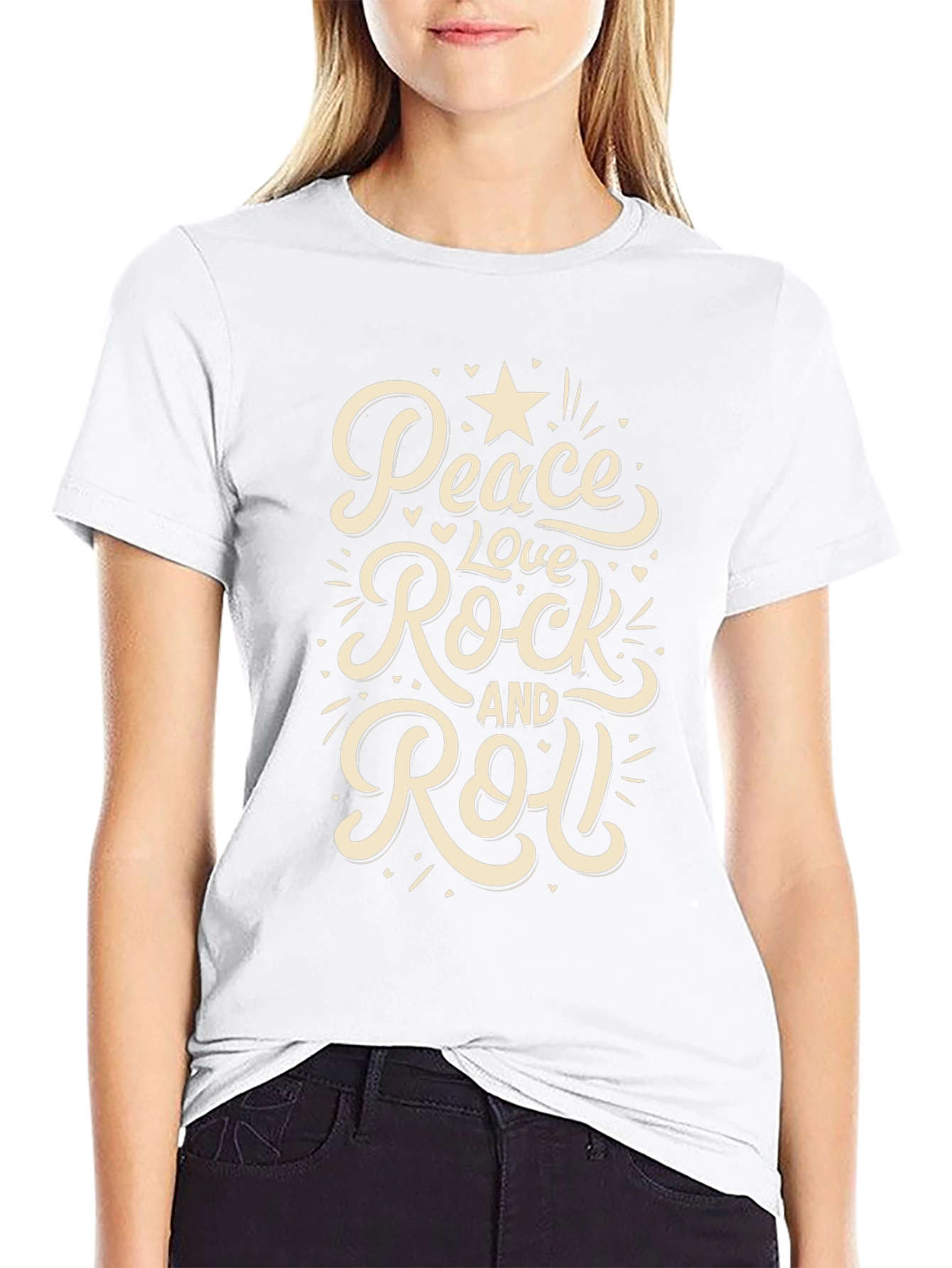 Peace Love Rock and Roll Graphic T-Shirt