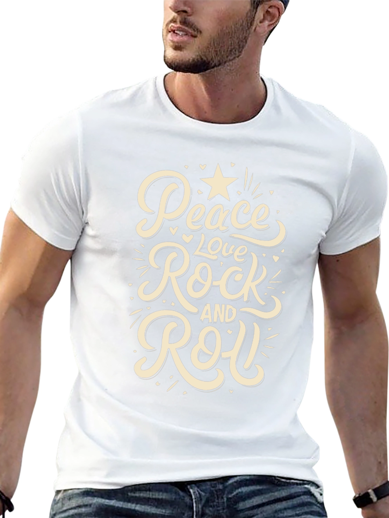 Peace Love Rock and Roll Graphic T-Shirt