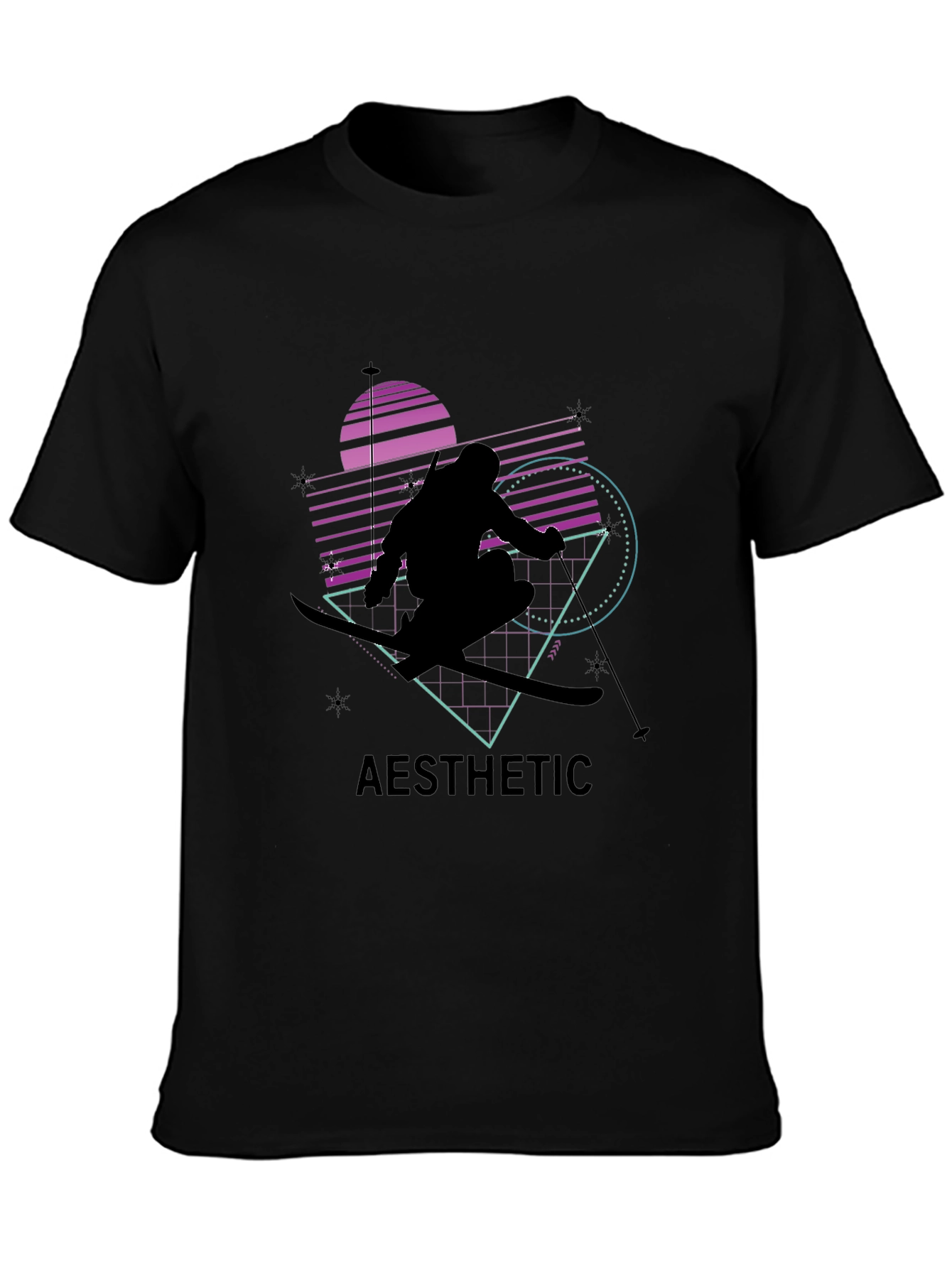 Aesthetic Skiing Graphic Tee - Black