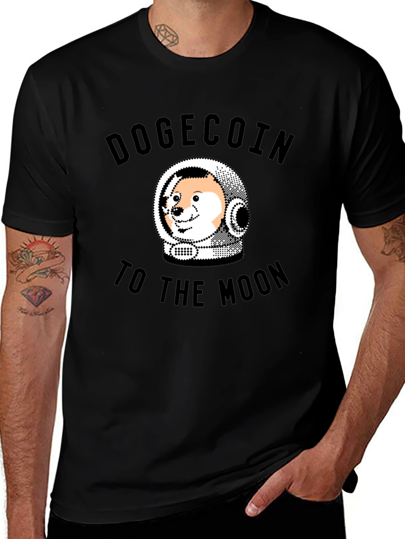 Dogecoin To The Moon Black T-Shirt