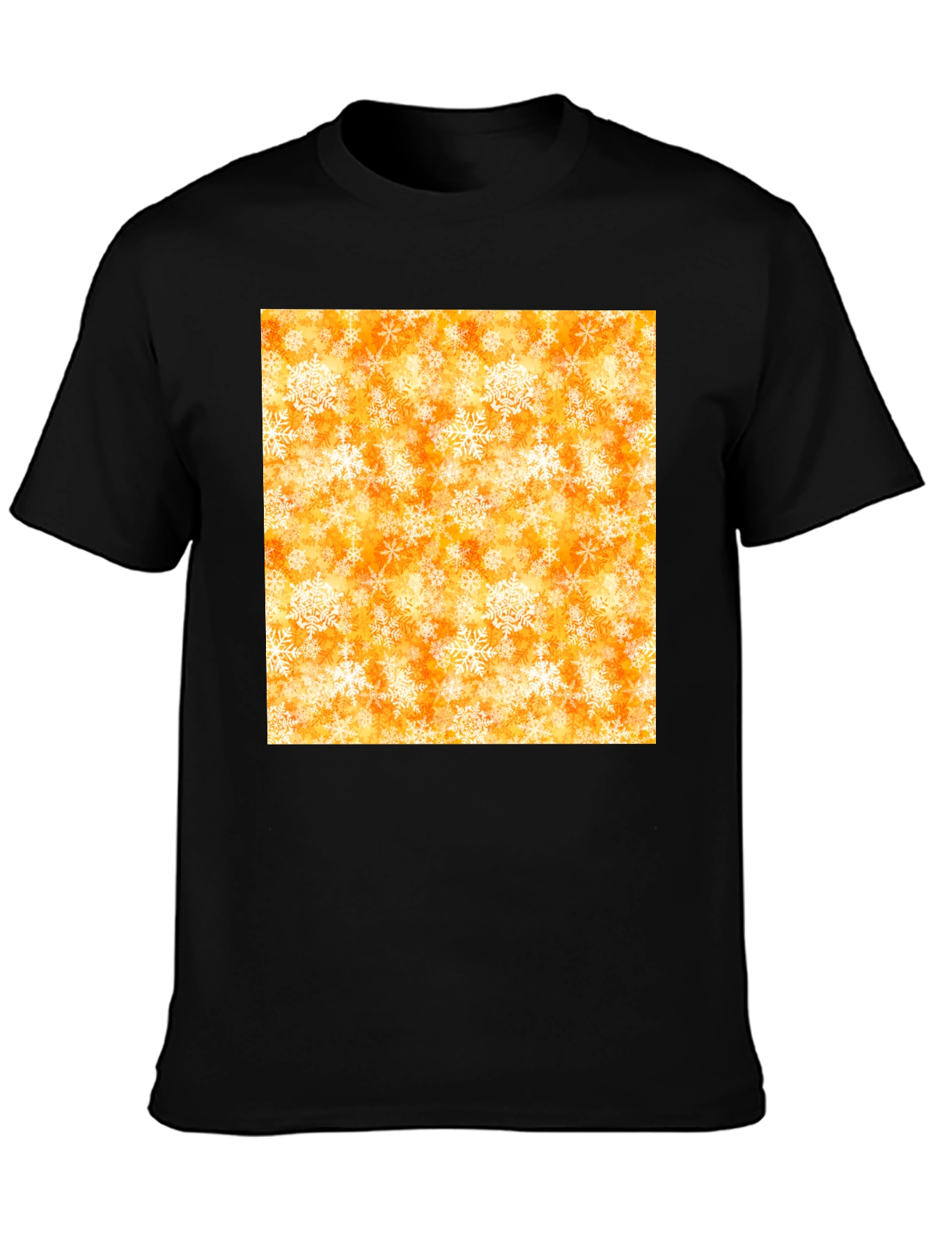 Festive Snowflake Print Black T-Shirt