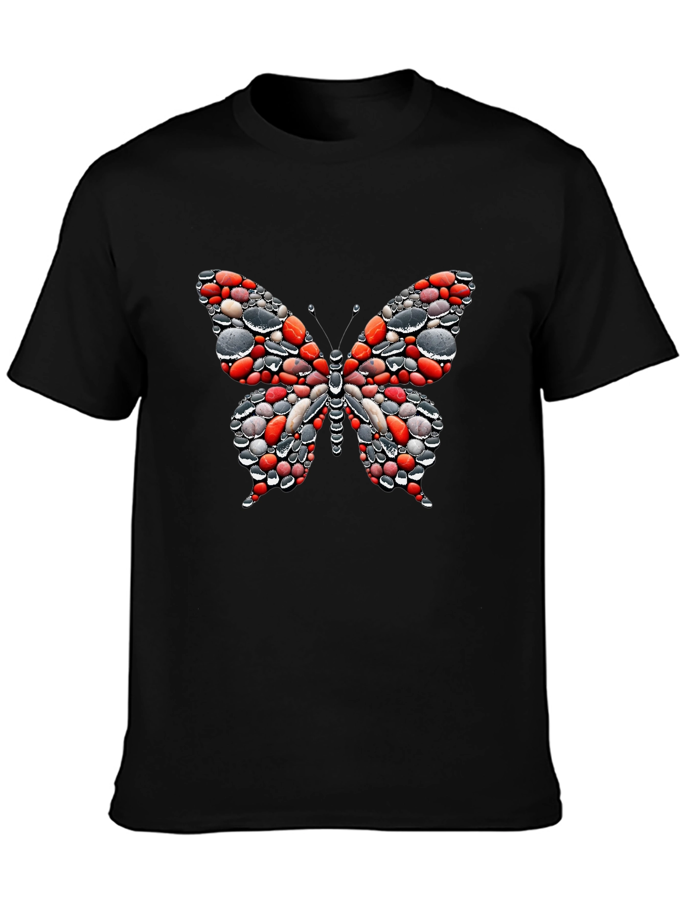 Butterfly Pebble Graphic Black T-Shirt