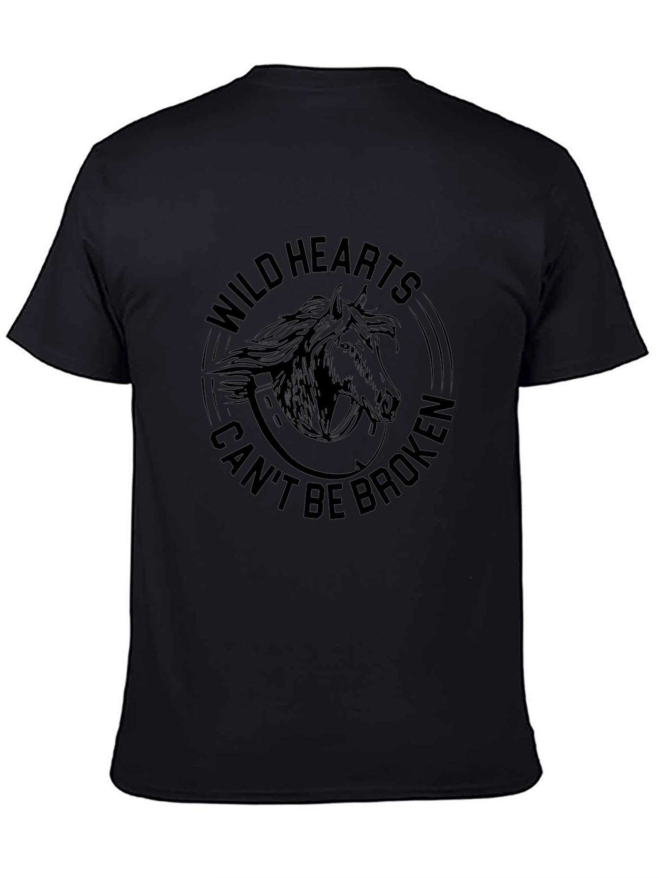 Wild Hearts Horse Graphic T-Shirt - Black
